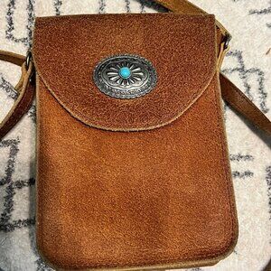 Most Wanted USA Leather Concho Cellphone Crossbody – Genuine Distressed Leather
